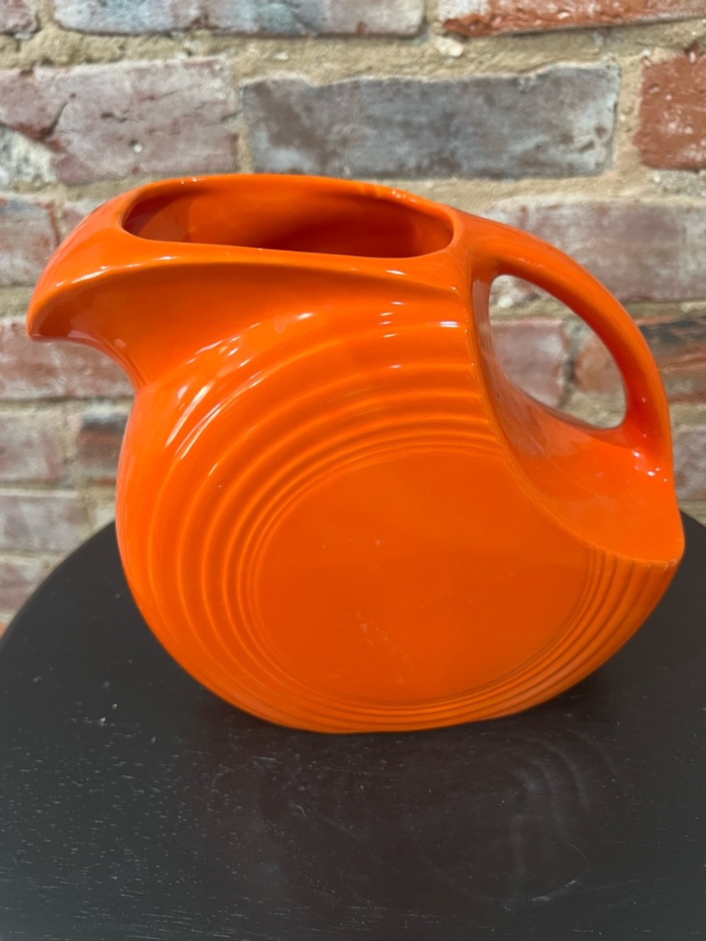 Vintage Fiesta Ware Bright Orange Ceramic Pitcher